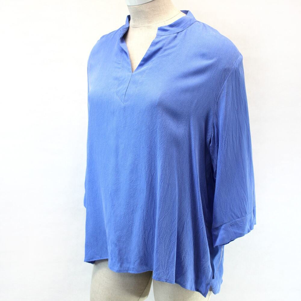 Caribe Plus Boutique Light Blue 3/4 Sleeves Rayon Top Blouse Tunic with slits 3X